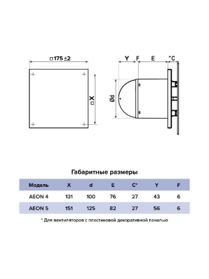 Вентилятор накладной AEON D100 обр.клапан MRH DICITI
