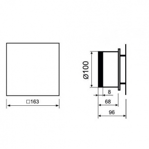 Вентилятор накладной энергосберегающий бесшумный MMotors JSC MMP-06 100 UE 5.5Вт ТН (Таймер, датчик влажности) Стекло/Квадрат Светло Серый